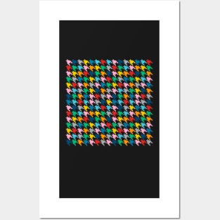 Houndstooth Rainbow Black Posters and Art